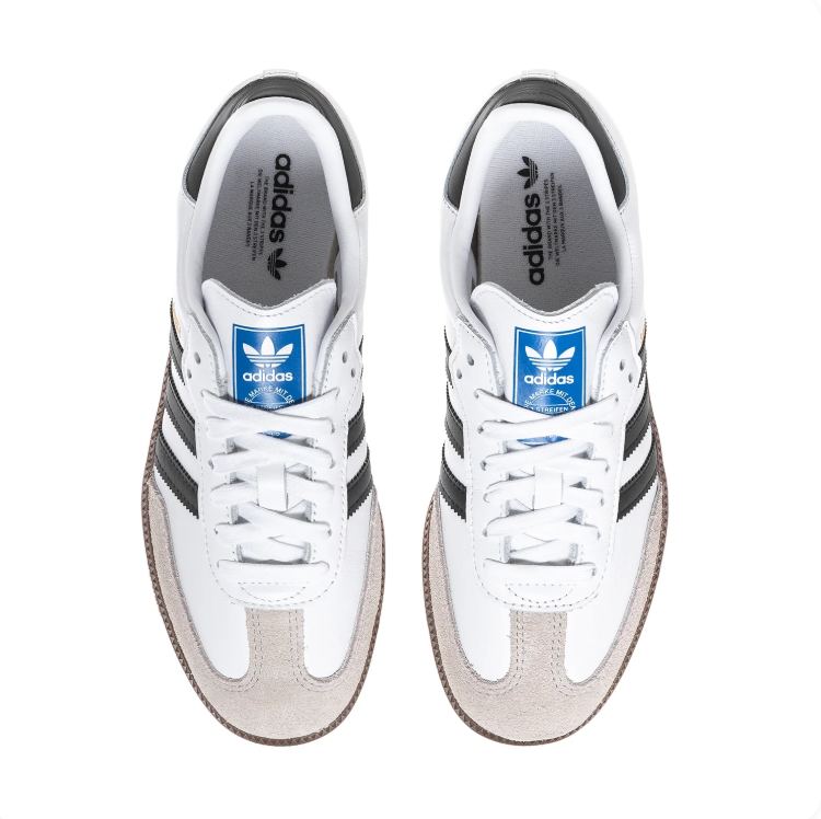 adidas Samba White & Black Low-Top Sneakers with Gum-Colored Sole