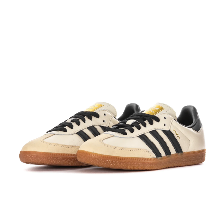 adidas Samba Cream & Black Low-Top Sneakers with Gum-Colored Sole