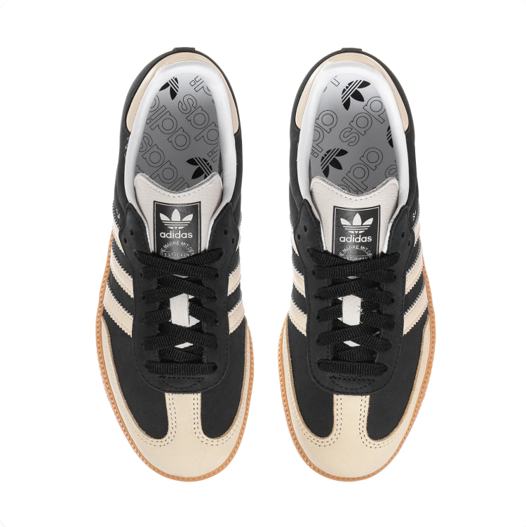 adidas Samba Cream & Black Low-Top Sneakers with Gum-Colored Sole