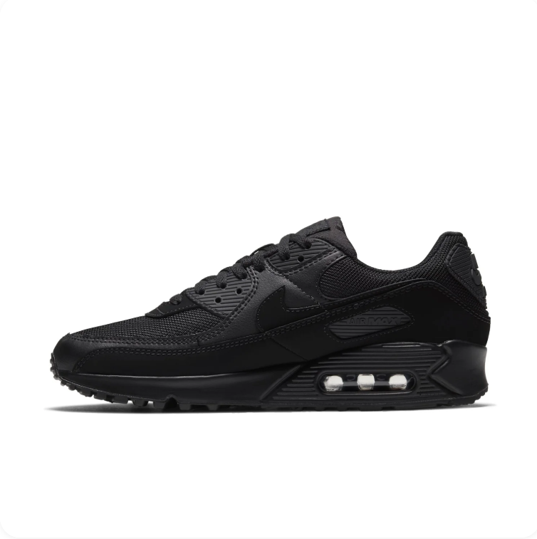 Nike All-Black Low-Top Sneakers with Visible Heel Air Unit