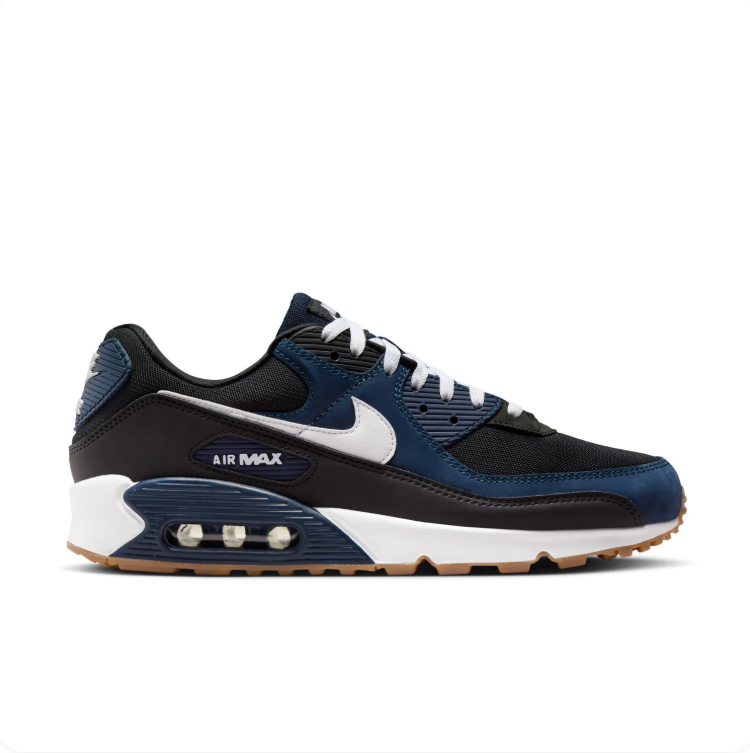 Nike Air Max Black & Navy Sneakers with White Accents and Gum-Colored Outsole