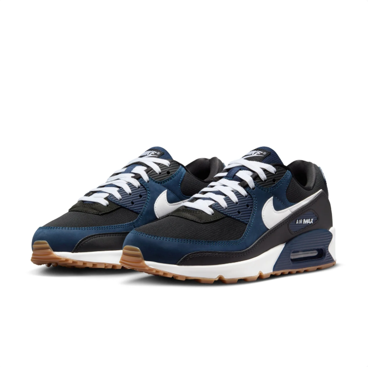 Nike Air Max Black & Navy Sneakers with White Accents and Gum-Colored Outsole
