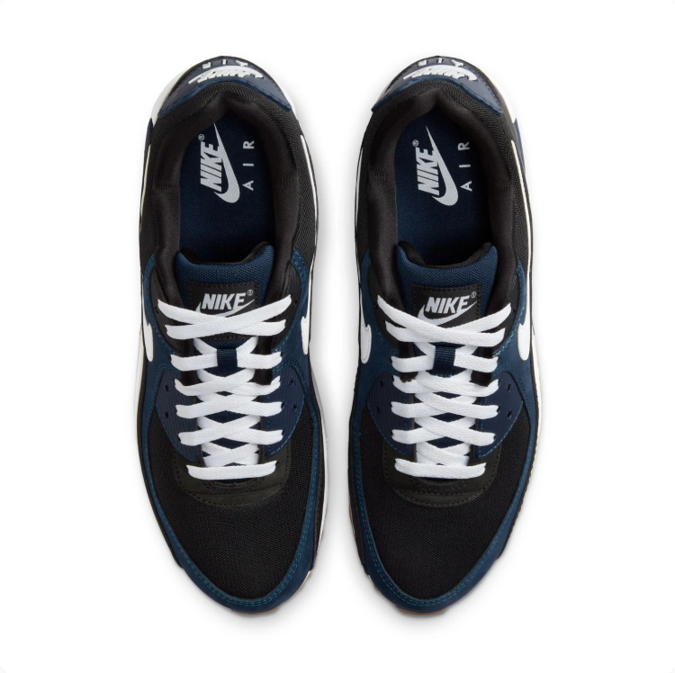 Nike Air Max Black & Navy Sneakers with White Accents and Gum-Colored Outsole