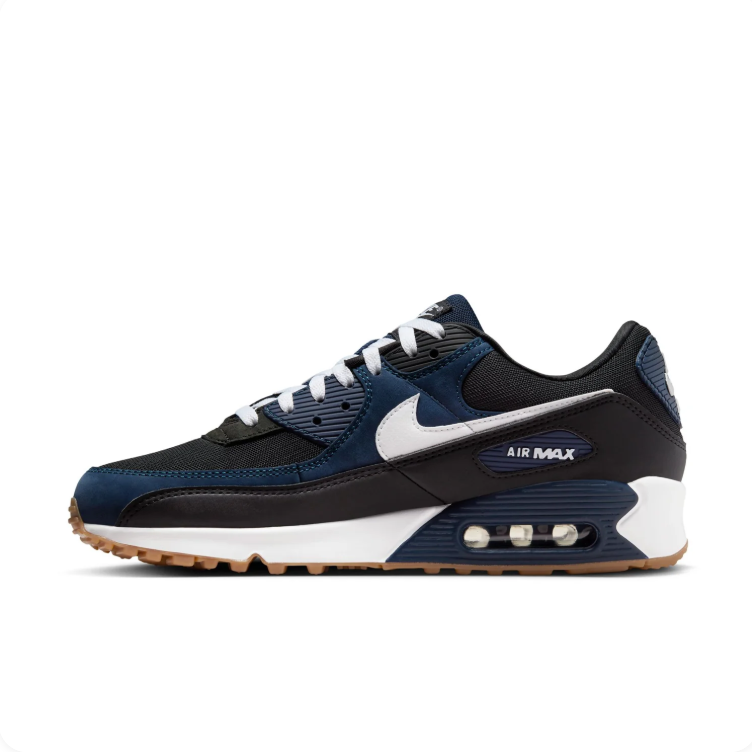 Nike Air Max Black & Navy Sneakers with White Accents and Gum-Colored Outsole