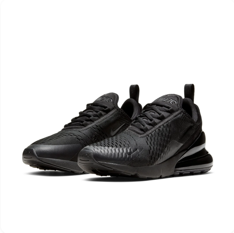 Nike Air Max 270 All-Black Low-Top Lace-Up Sneakers