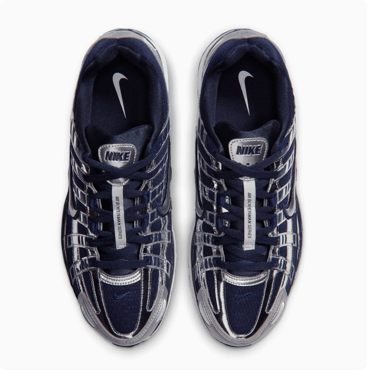 Nike P-6000 Metallic Silver & Navy Low-Top Sneakers