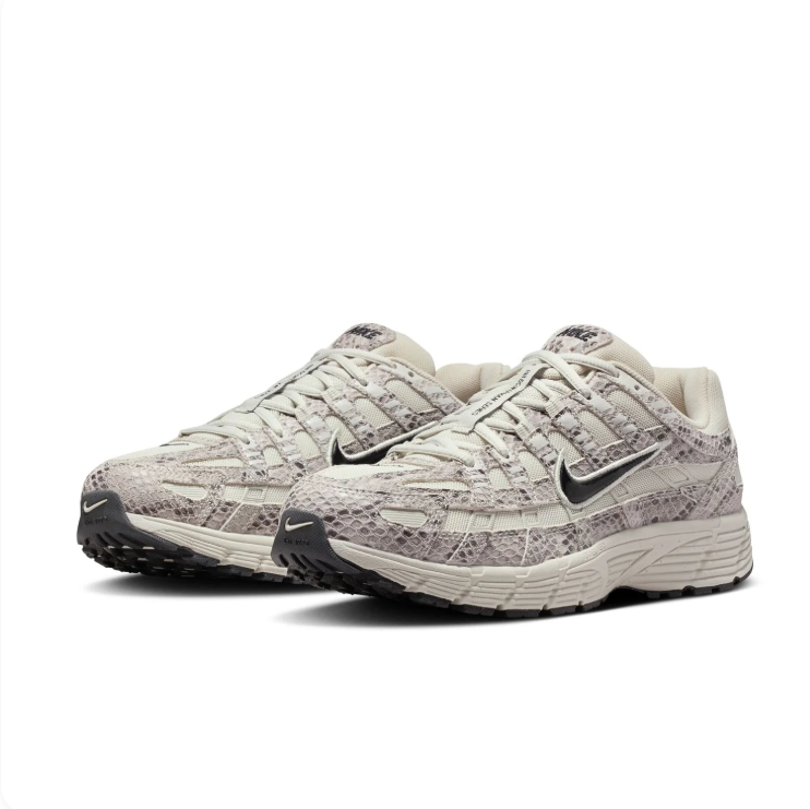 Nike P-6000 Cream & Gray Snakeskin-Print Sneakers