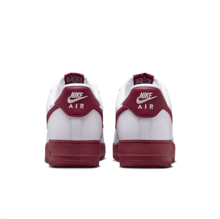 Nike Air Force 1 White & Burgundy Low-Top Sneakers