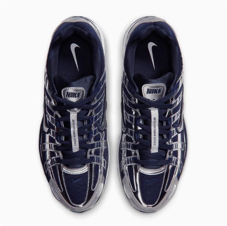 Nike P-6000 Metallic Silver & Navy Low-Top Sneakers