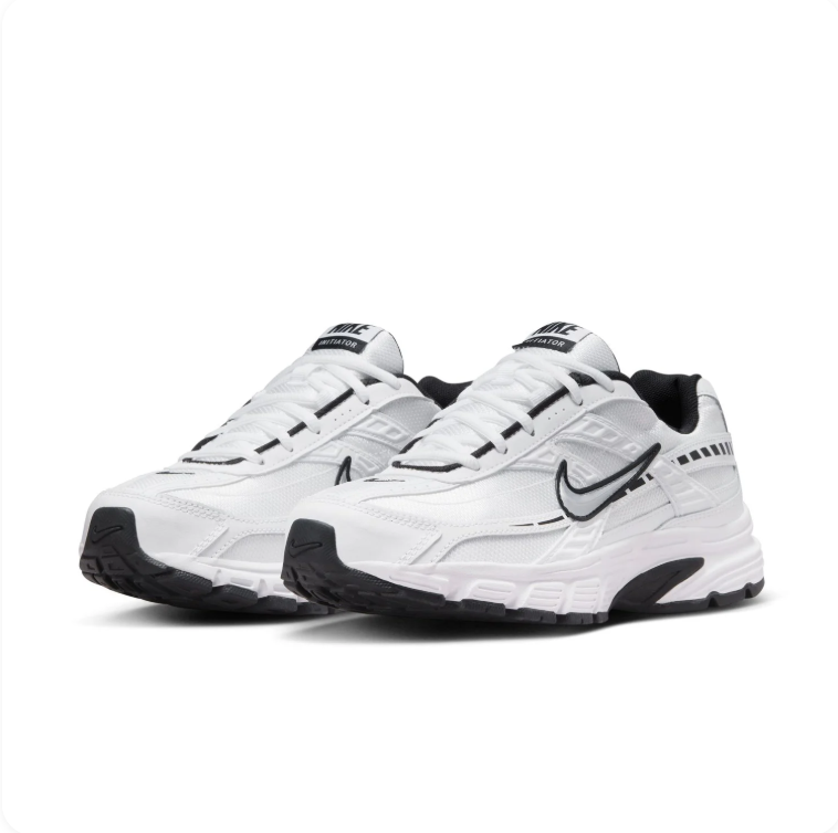 Nike Initiator White & Silver Sneakers with Black Accents