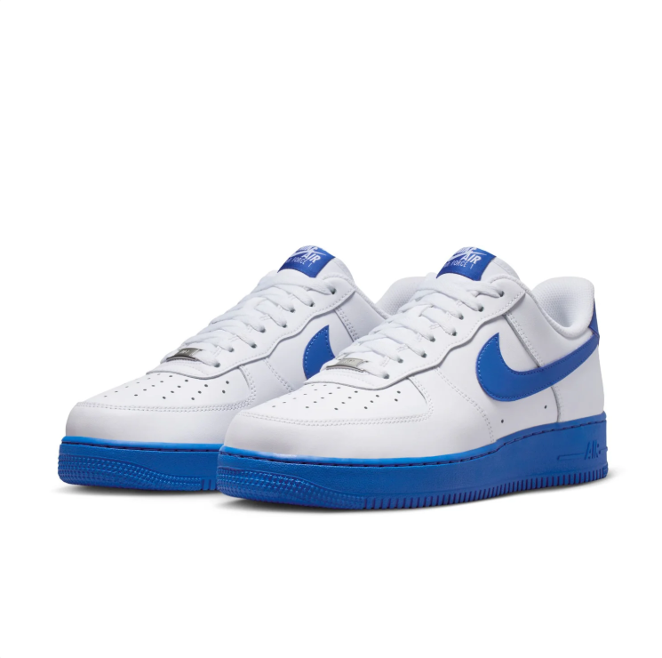 Nike Air Force 1 White & Royal Blue Low-Top Sneakers