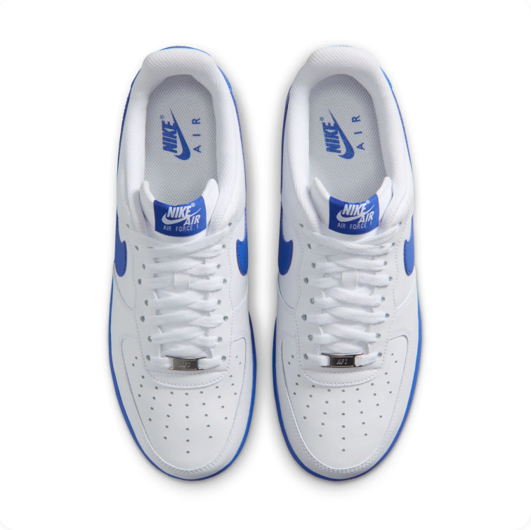 Nike Air Force 1 White & Royal Blue Low-Top Sneakers