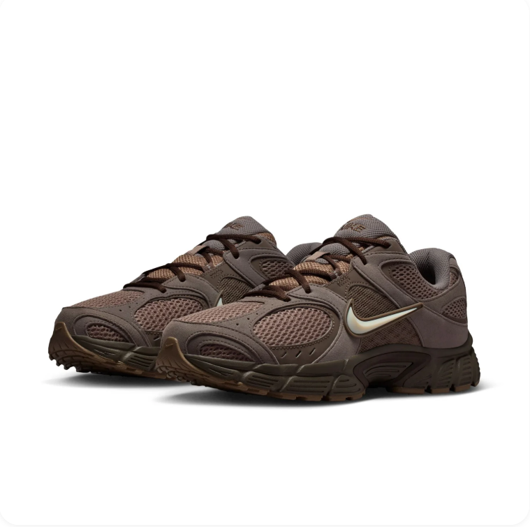 Nike Brown & Taupe Mesh Low-Top Sneakers with Cream Swoosh