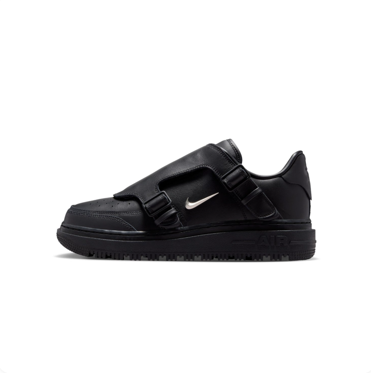 Nike Black Low-Top Sneakers with Buckle Straps & Metallic Swoosh