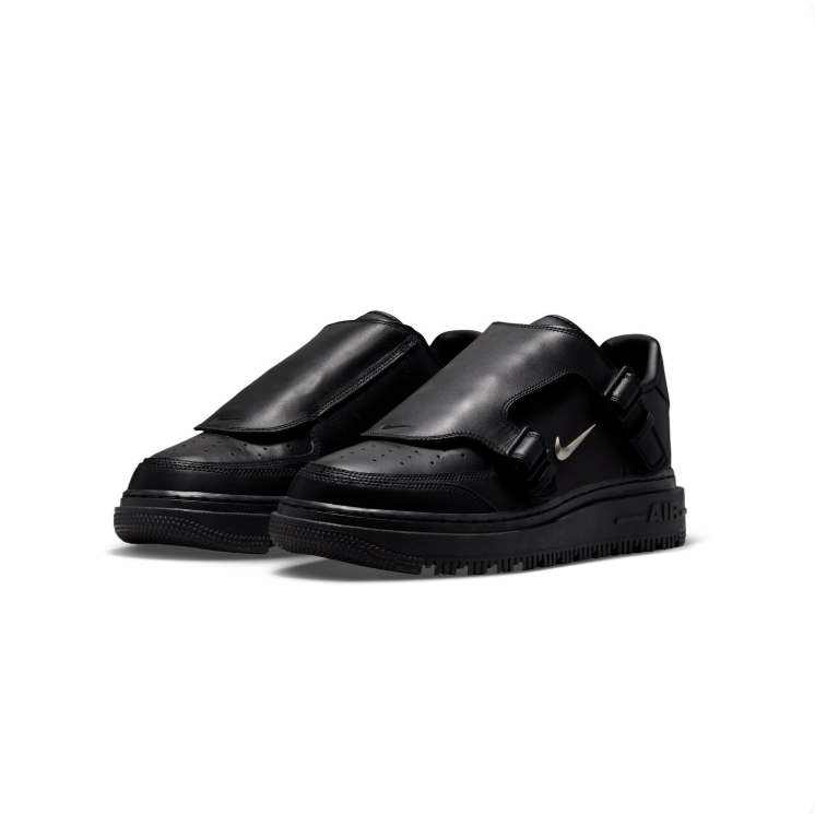Nike Black Low-Top Sneakers with Buckle Straps & Metallic Swoosh