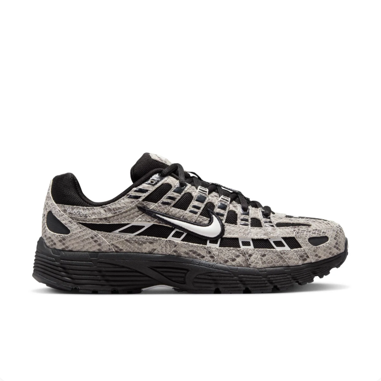 Nike P-6000 Black & Gray Snakeskin-Print Low-Top Sneakers