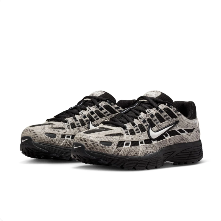 Nike P-6000 Black & Gray Snakeskin-Print Low-Top Sneakers