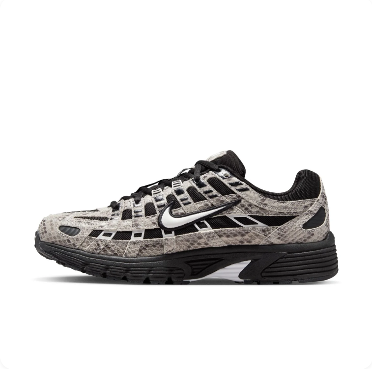 Nike P-6000 Black & Gray Snakeskin-Print Low-Top Sneakers