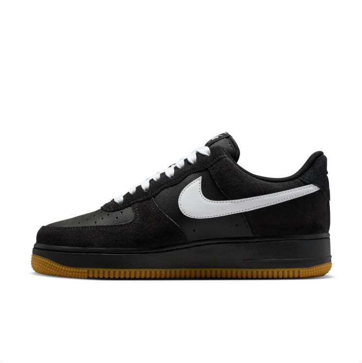 Nike Air Force 1 Black & White Low-Top Sneakers with Gum Sole