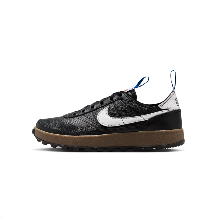 Nike Black & White Low-Top Sneakers with Brown Sole & Blue Pull Tabs