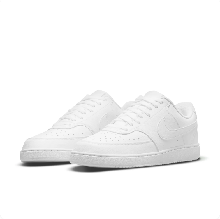 Nike All-White Low-Top Lace-Up Court Sneakers